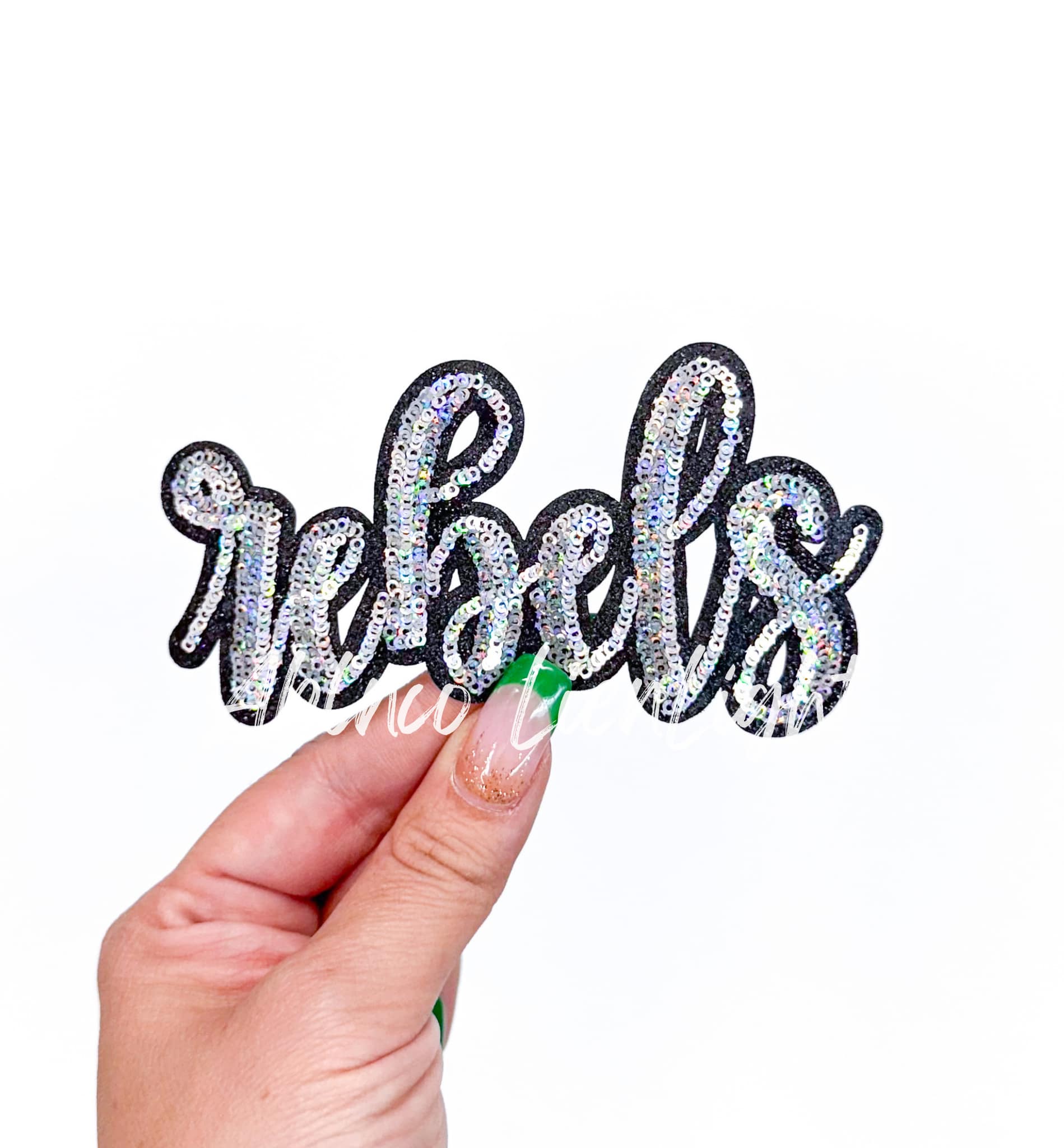 ABLNco - Wholesale Patch - Rebels Cursive Sequins Iron On Patch-Silver0