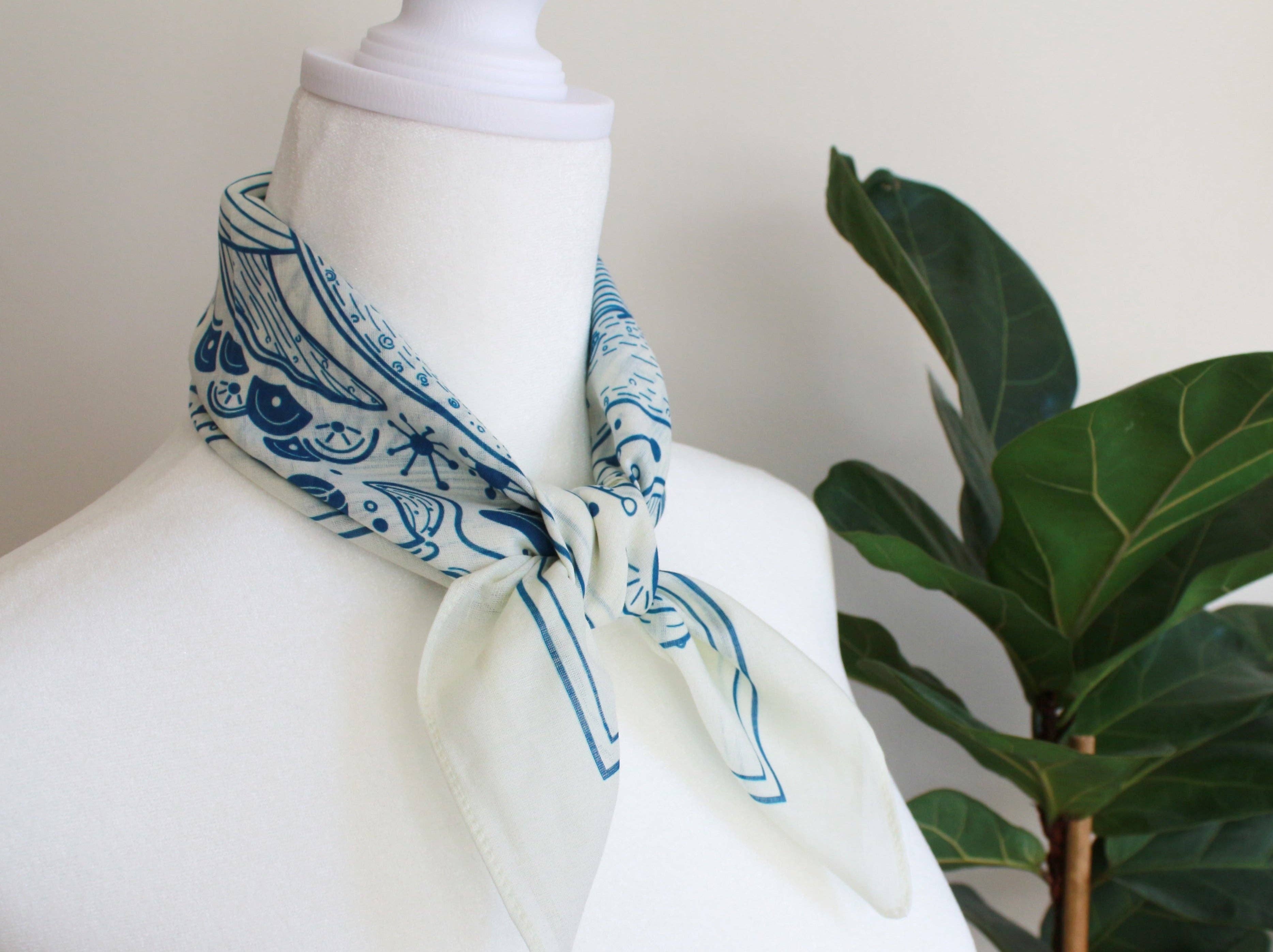sol&mar art co. - Wholesale Bandana - Unisex - Whale, and the Ocean Bandana Scarf (Off-White)3