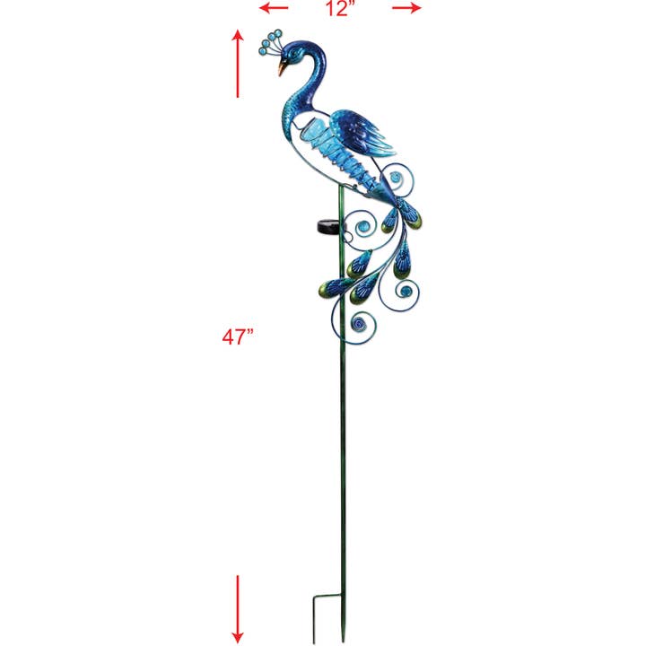 Sunset Vista Designs - Wholesale Garden/Lawn Stake - Peacock Solar Stake 47"1