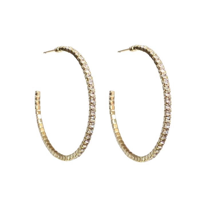 Sugar Bean Jewelry - Wholesale Hoop Earrings - Gold Crystal Hoop Earrings – Classic Bestseller (40mm)