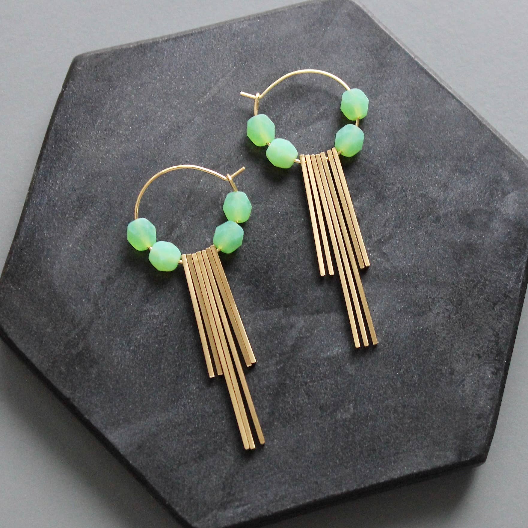 David Aubrey Jewelry - Wholesale Dangle Earrings - KYLE26 mint glass geometric hoop earrings