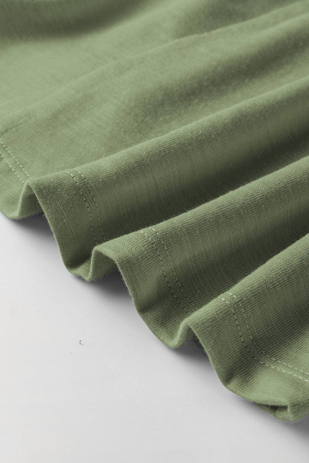Grass Green Solid Color V Neck Long Sleeve Raw Edge Casual Loose T Shirt for wholesale on Faire3