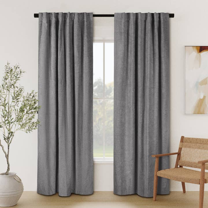 Chenille Room Darkening Back Tab Curtain, 1 Panel, 52"x96" for wholesale by Awesome Home