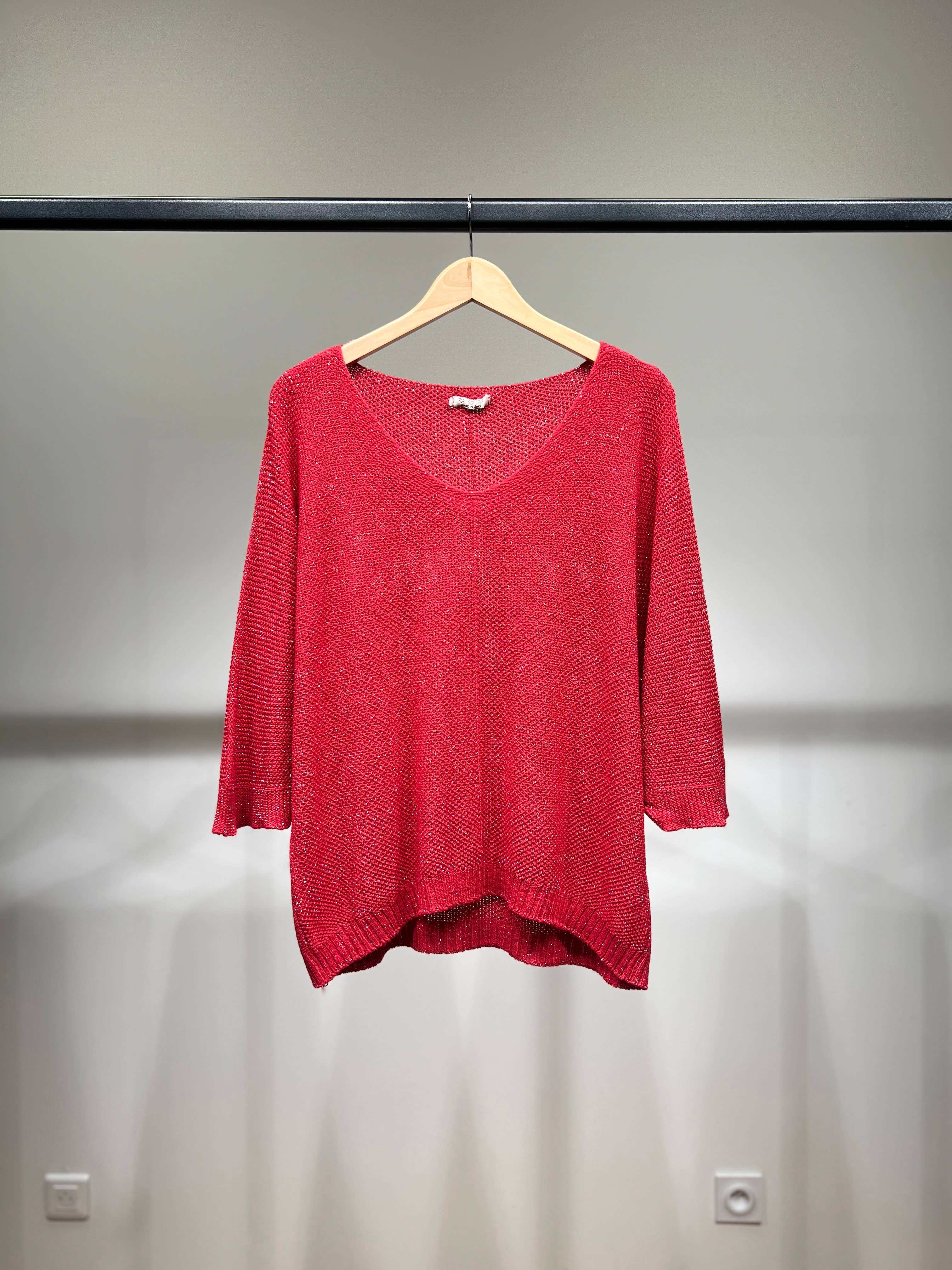 L'Emotion - Wholesale Knit Sweater - Women's - Modal Shiny Thread V-Neck Knitted Sweater9