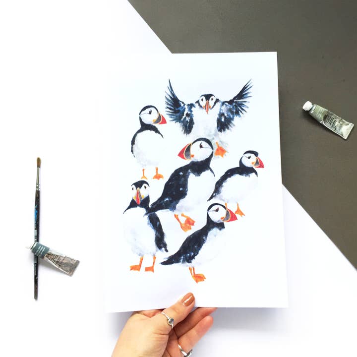 Puffin Akvarell A4-tryck för wholesale av ZoeLathamDesigns