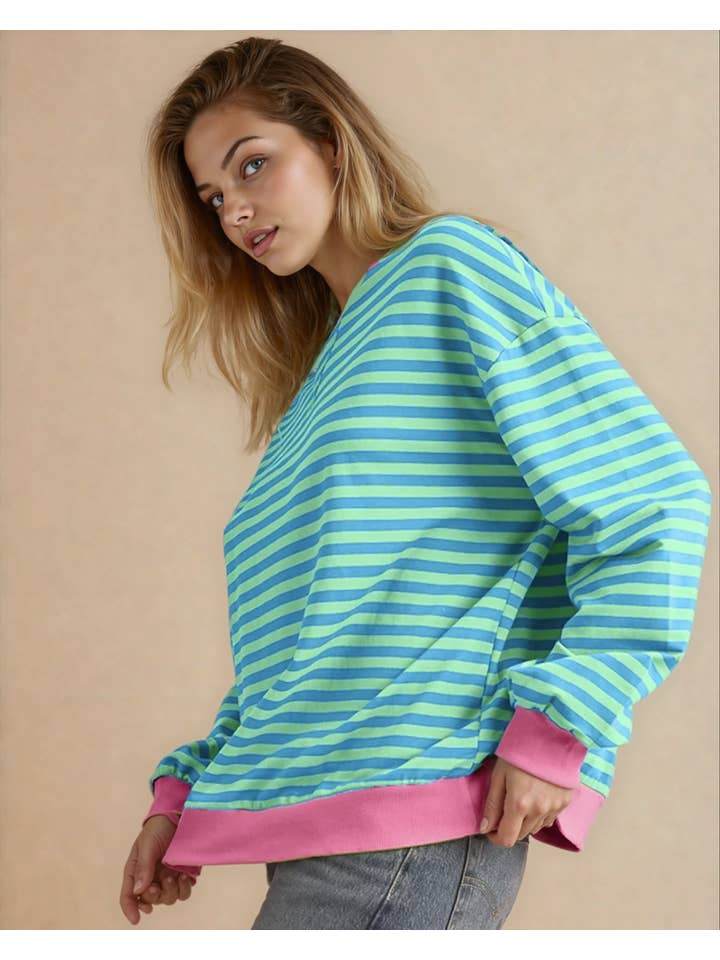 Cameron Oversized Pullover - Blue for wholesale on Faire1