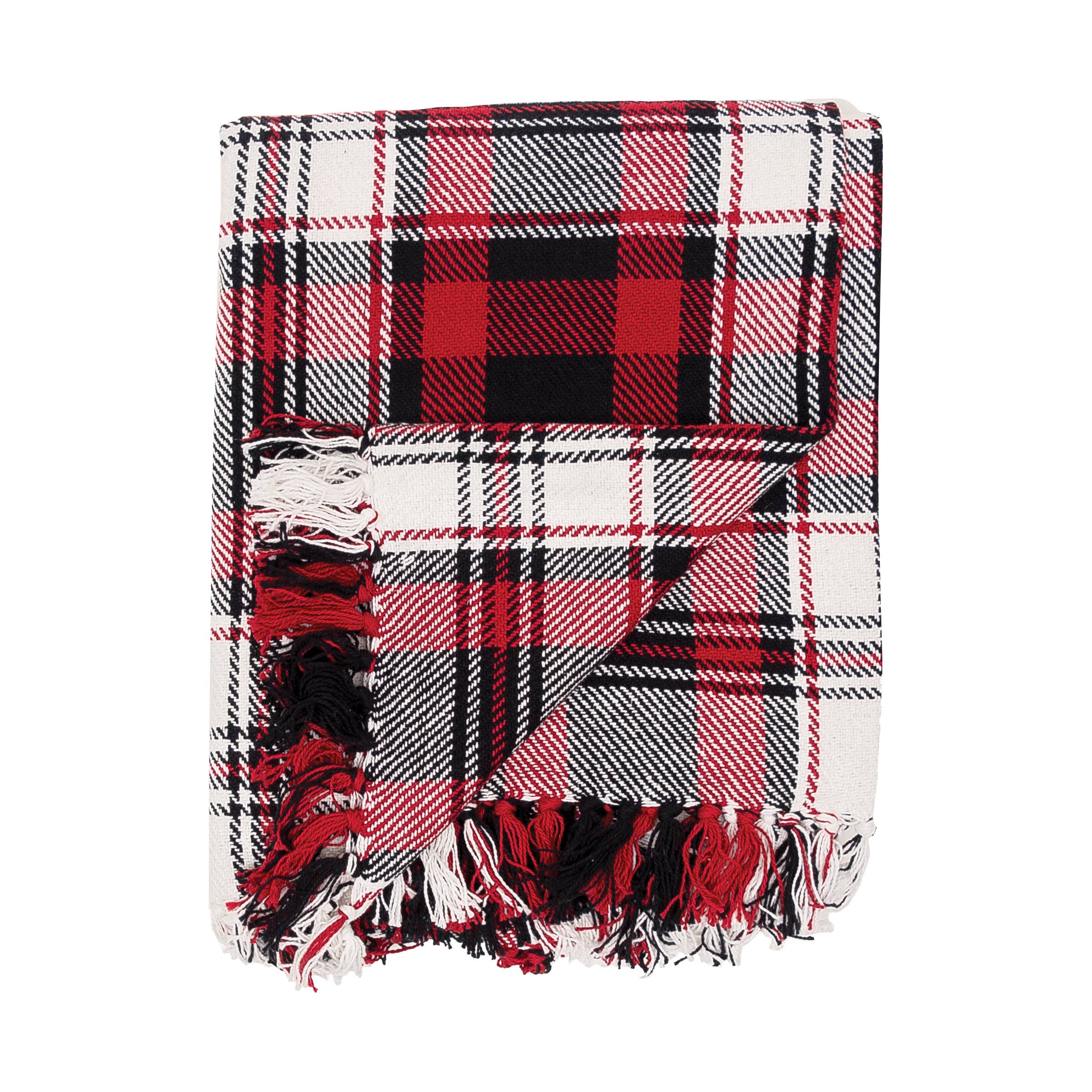 C&F Home - Vente Plaids - Couverture à carreaux rouge Fireside1