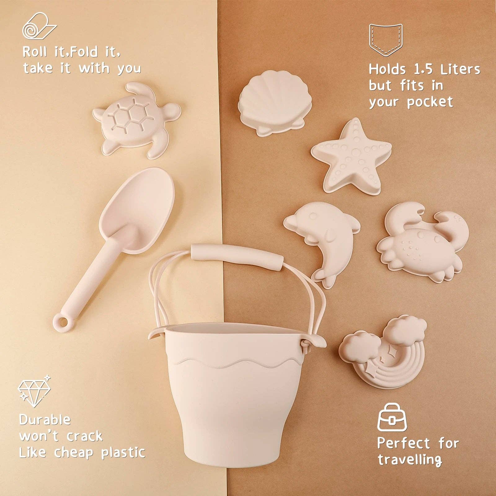 Toyarina – wholesale Strand-/poolleksak - Barn och baby – Miljövänligt strandlekset med hink och tillbehör för barn - blandade färger3