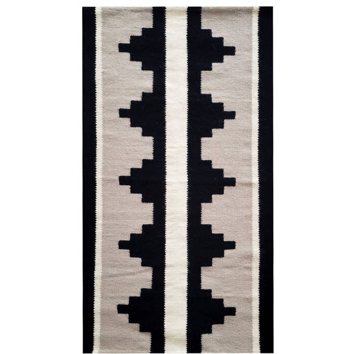 Nala Black Wool Handwoven Kilim Rug for wholesale by Mumo Toronto Inc