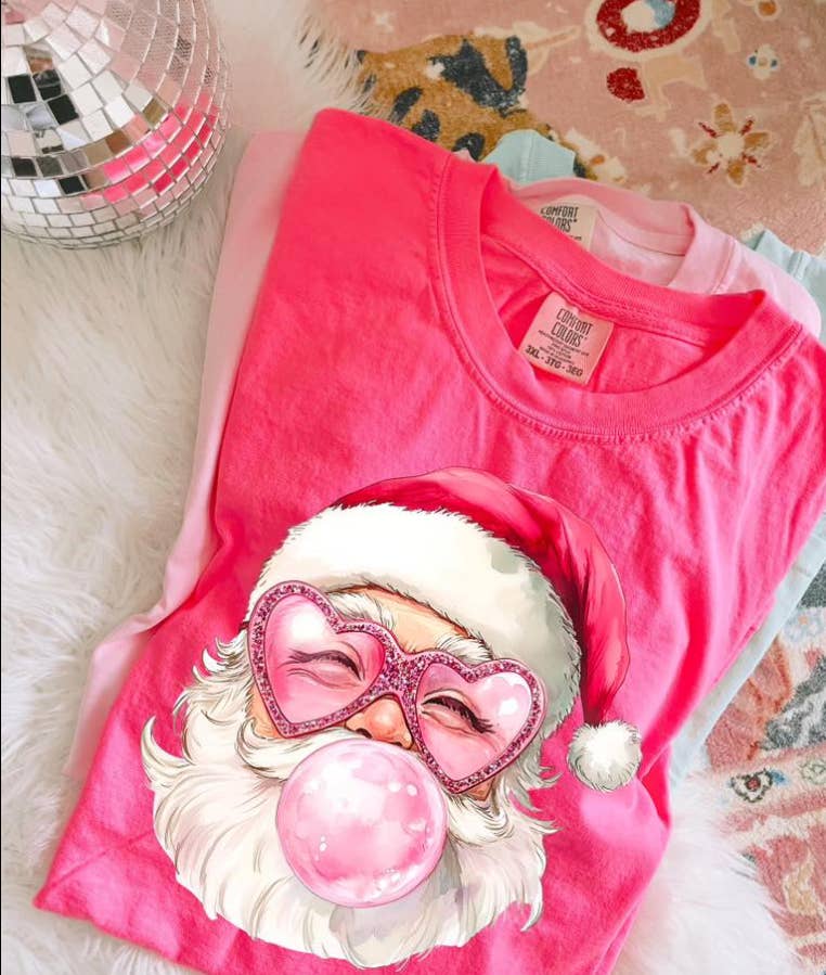 Southern Backroad Tees LLC - Wholesale T-Shirt (Graphic) - Women's - Bubblegum Santa Christmas Shirt