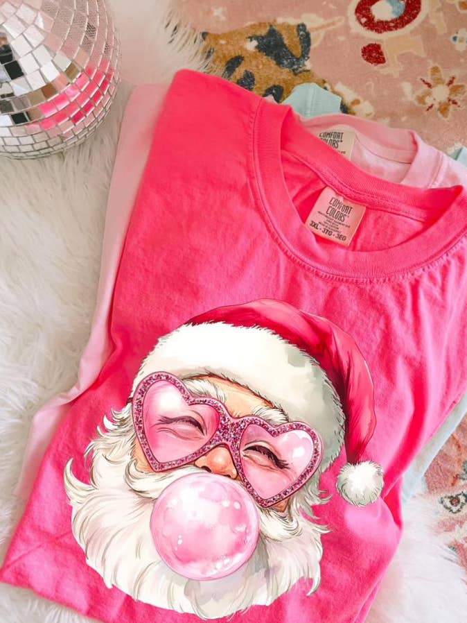 Southern Backroad Tees LLC - Wholesale T-Shirt (Graphic) - Women's - Bubblegum Santa Christmas Shirt0