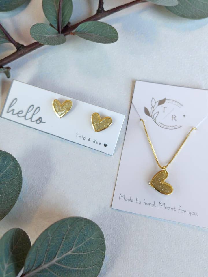 Heart clay studs for wholesale by Twig & Rue boutique