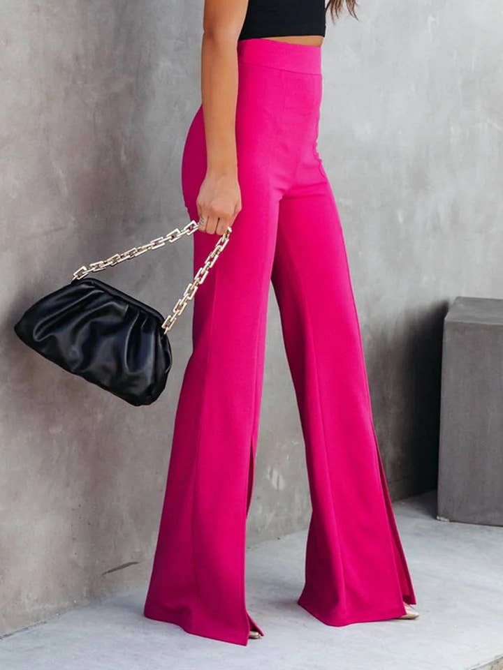 HIDDENBRAND - Wholesale Pants - Women's - Slim thin flared trousers slit pant7