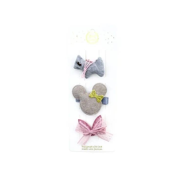 Miss Minna - Wholesale Hair Clip - Kids - 🎀 Set of 3 Children's Hairpins Dog, Bear, and Bow3