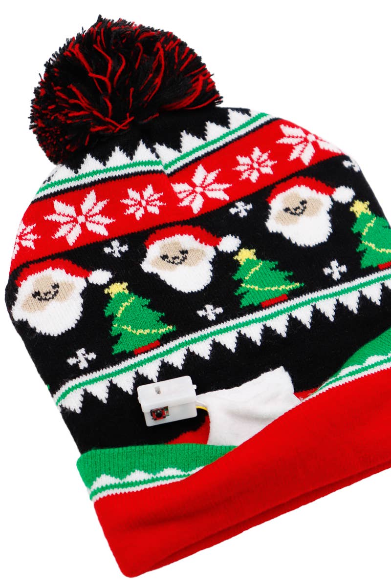 ASSORTED Christmas LED Light-Up Single Pom Beanie for wholesale on Faire5