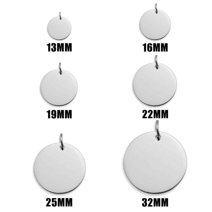 WJW - Wholesale Individual Charm/Pendant - Engravable Circle Charms for Necklaces
