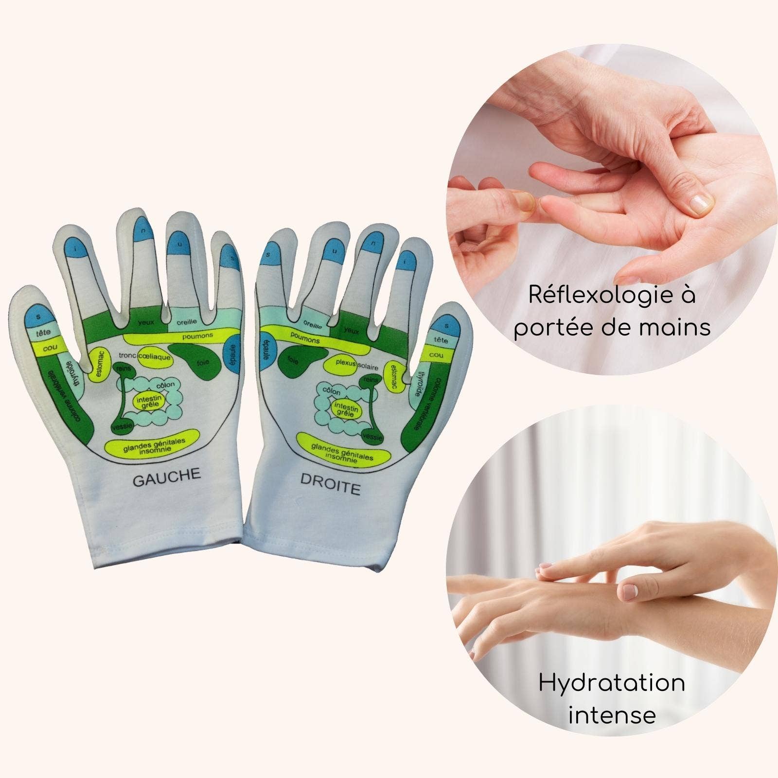 Zen'Arôme - Vente Gants hydratants - Gants Réflexologie Adoucissants - Gel Hydratant aux Huiles2