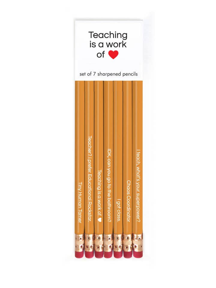 TEACHING IS A WORK OF HEART PENCIL SET for wholesale by SNIFTY