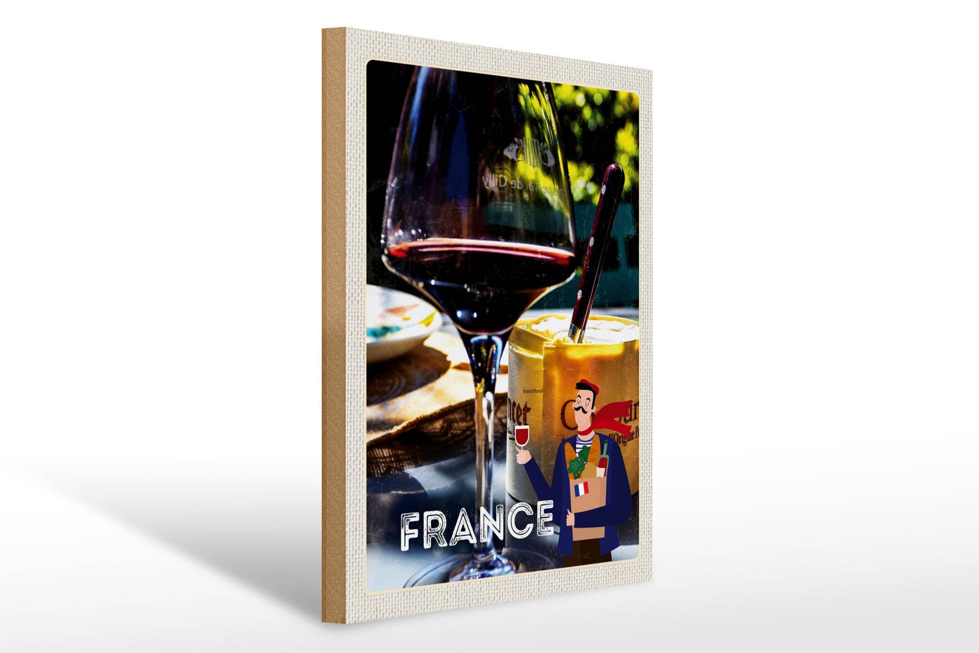 Femer - Venta al por mayor Letreros - Cartel de viaje de madera de 30 x 40 cm con queso camembert francés0