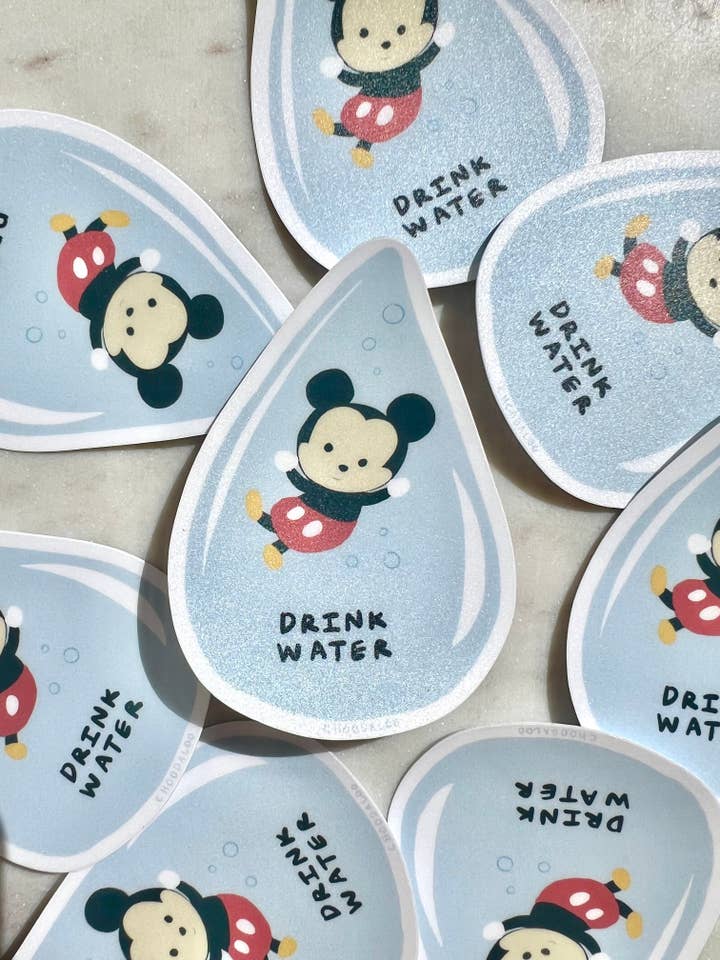 Mickey Mouse Drink Water Sticker - Mickey Mouse Sticker for wholesale by Choodaloo