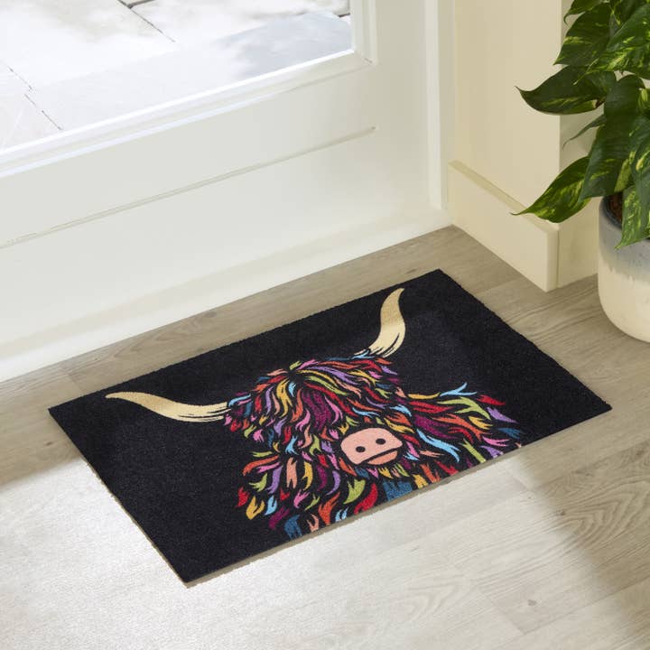 Artsy Mats - Wholesale Deurmat - Hoogland Koe Binnen Wasbare Deurmat 60x40cm
