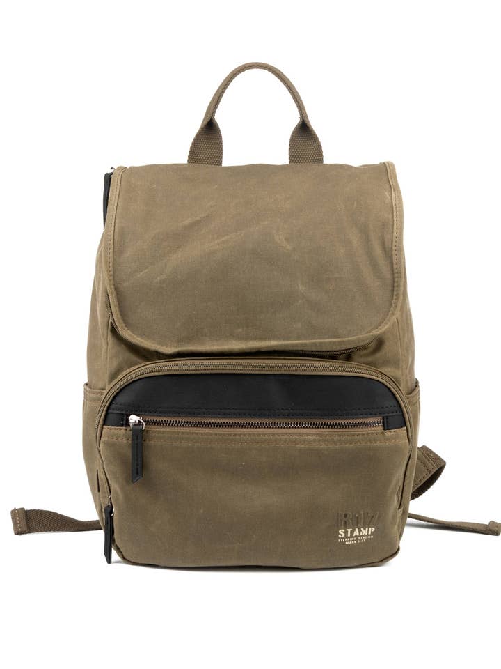 Sac à dos pour homme STAMP ST1821, toile cirée, kaki pour la vente par Stamp