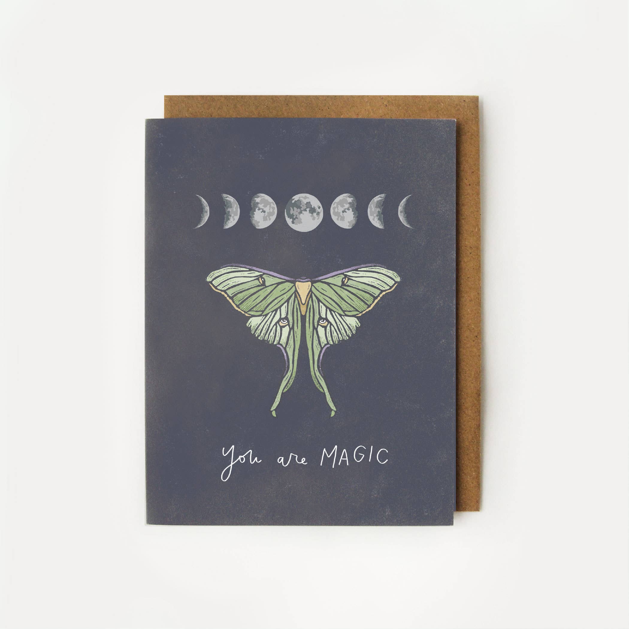 Root & Branch Paper Co. – wholesale Everyday greeting card – You are Magic Luna Moth Moon Phases Everyday Greeting Card