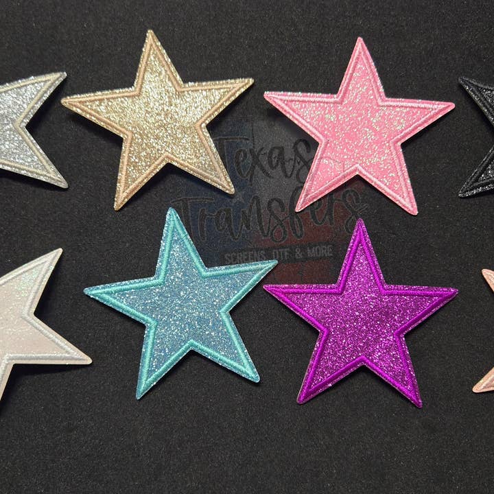 Texas Transfers - Wholesale Patch - Glitter Star Iron-On PATCH (Multiple Options)