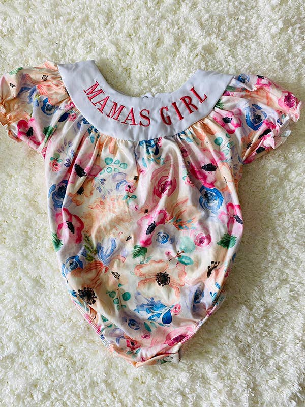 Embroidered "MAMA'S GIRL" multicolor baby romper DLH2418 for wholesale by luluclothes