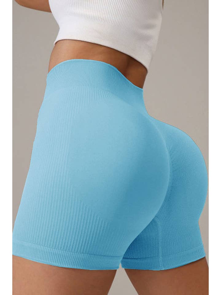 Color 5 - Wholesale Athletic Shorts - Women's - Solid color seamless active wear yoga shorts w/ scrunch butt3