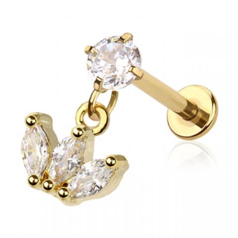 CRAVE BODY JEWELRY - Wholesale Single Earring - CROWN 316L SURGICAL STEEL DANGLE LABRET1