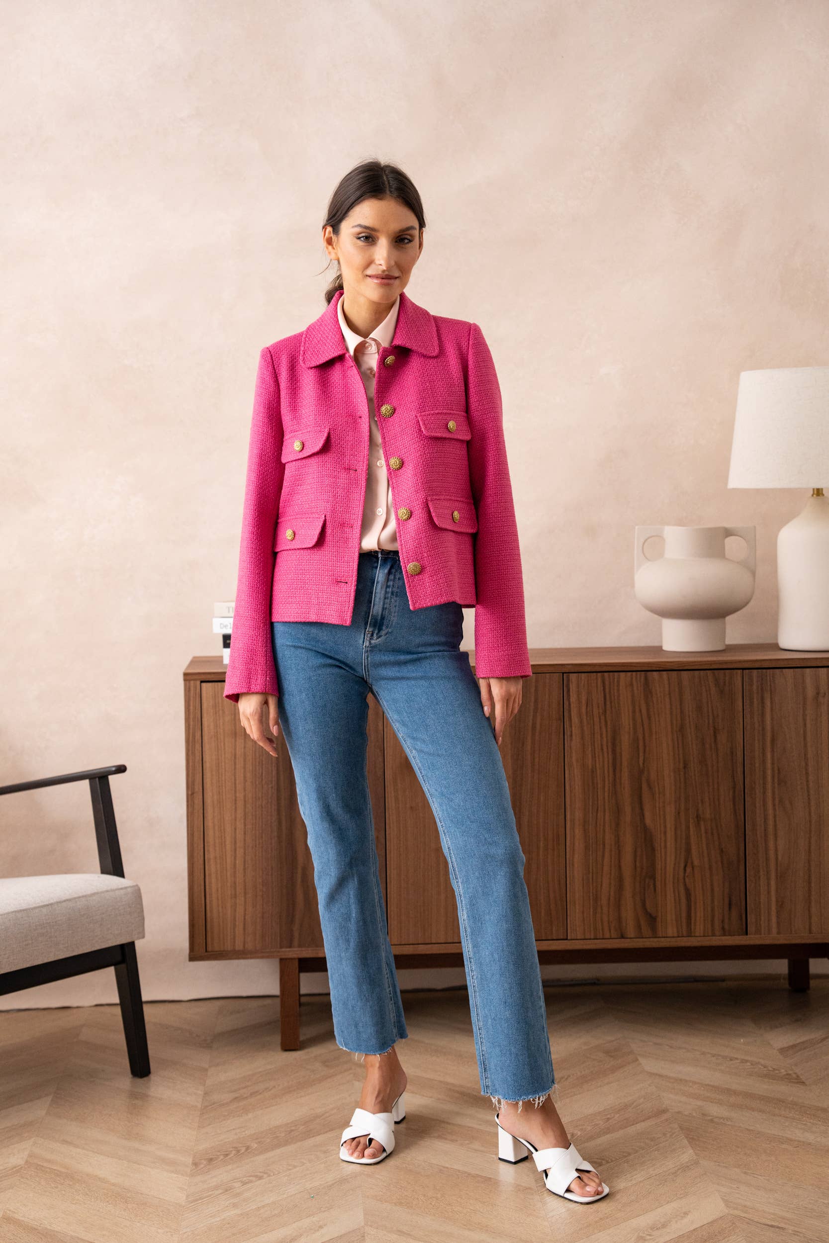 Attentif Paris - Wholesale Jacket - Women's - Straight cut plain tweed jacket26