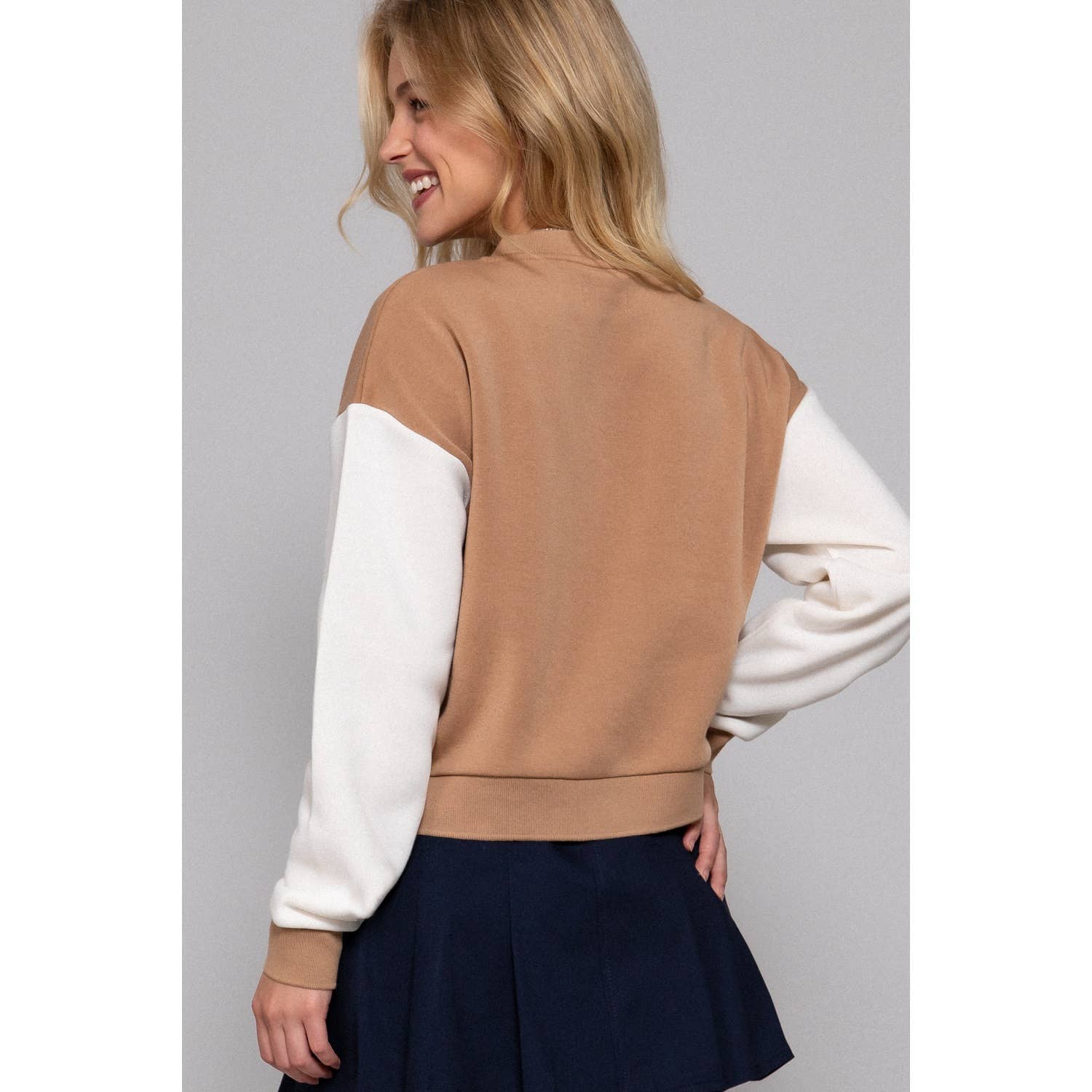 Apolline - Wholesale Varsity/Baseball Jacket - Women's - COLOR BLOCK BRUSHED VARSITY FLEECE JACKET14