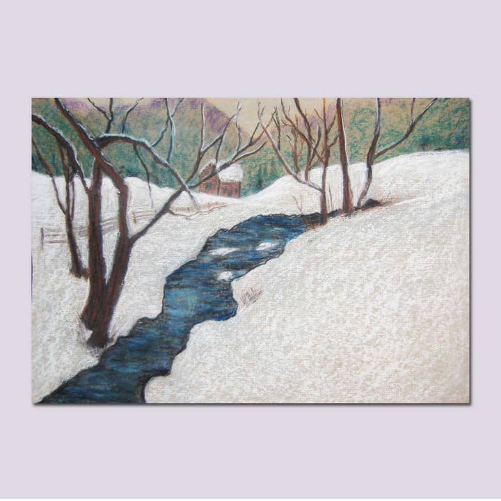 Cabin In Snow - Art Print for wholesale by Blackberry Empress