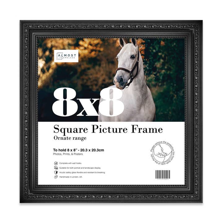 8x8 Black Ornate Picture Frame 8"x8" for wholesale on Faire0