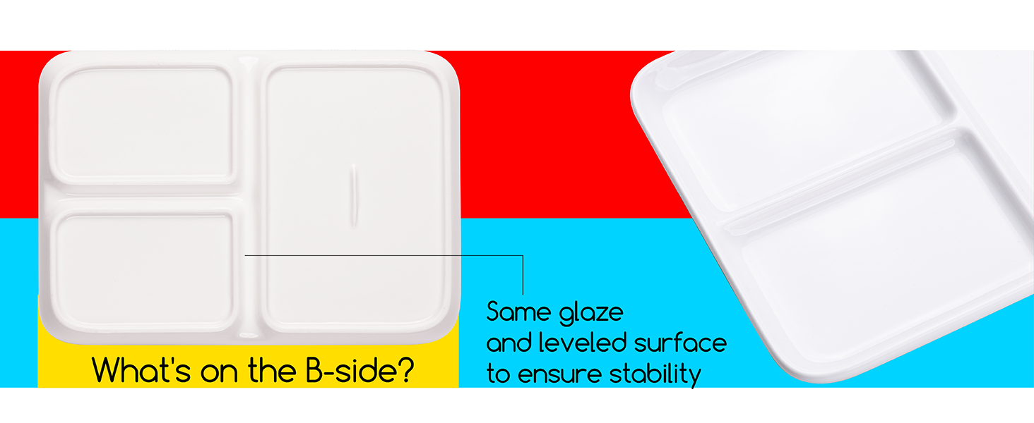 Pintar Art Supply - Wholesale Palette/mixing tray - MEEDEN Ceramic Artist Paint Palette, Rectangle Porcelain Watercolor Palette, 10'' × 7'' Ceramic Mixing Tray for Gouache, Watercolor, Acrylic Painting9