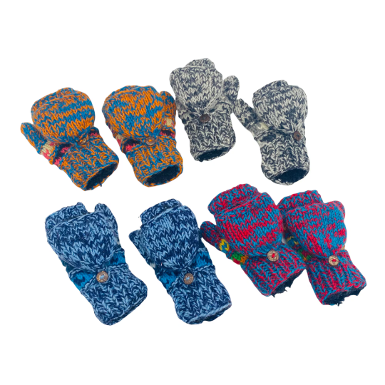 Karma Nepal Crafts - Wholesale Winter Accessory Set - Kids - Hand Knit Winter Kids Hat with Gloves7