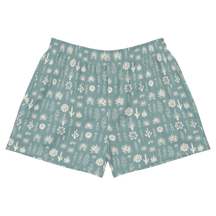 Saguaro Sunset: Hawaiian Nights in the Desert Damen-Sportshorts mit hoher Taille für den Großhandel von Texas Eclipse Outfitters