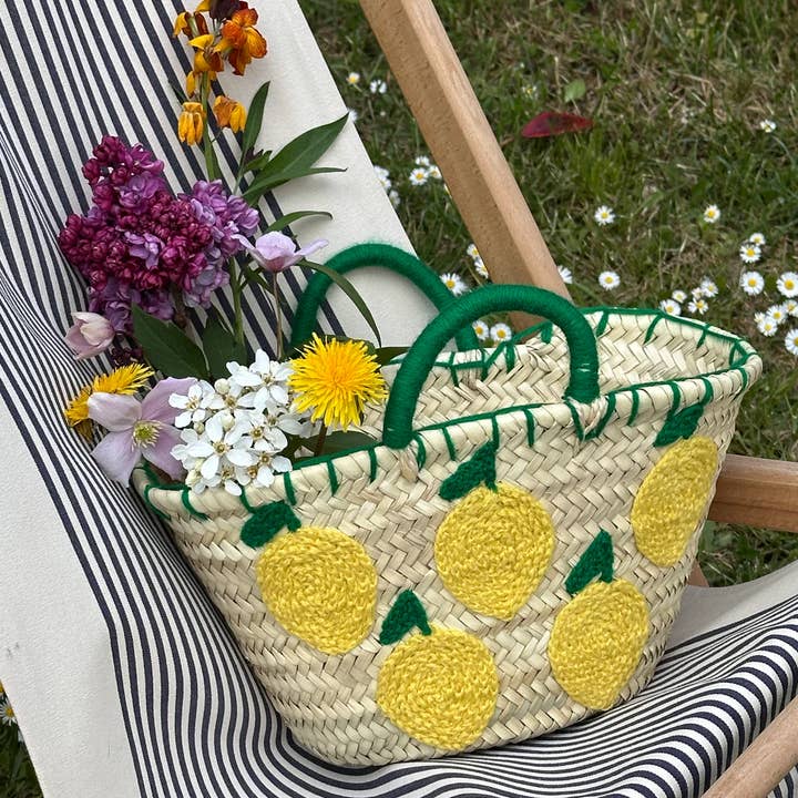 Twins Basket - Venta al por mayor Bolsa de playa - BOLSA DE PAJA Market basket hecha a mano con piel, French Market