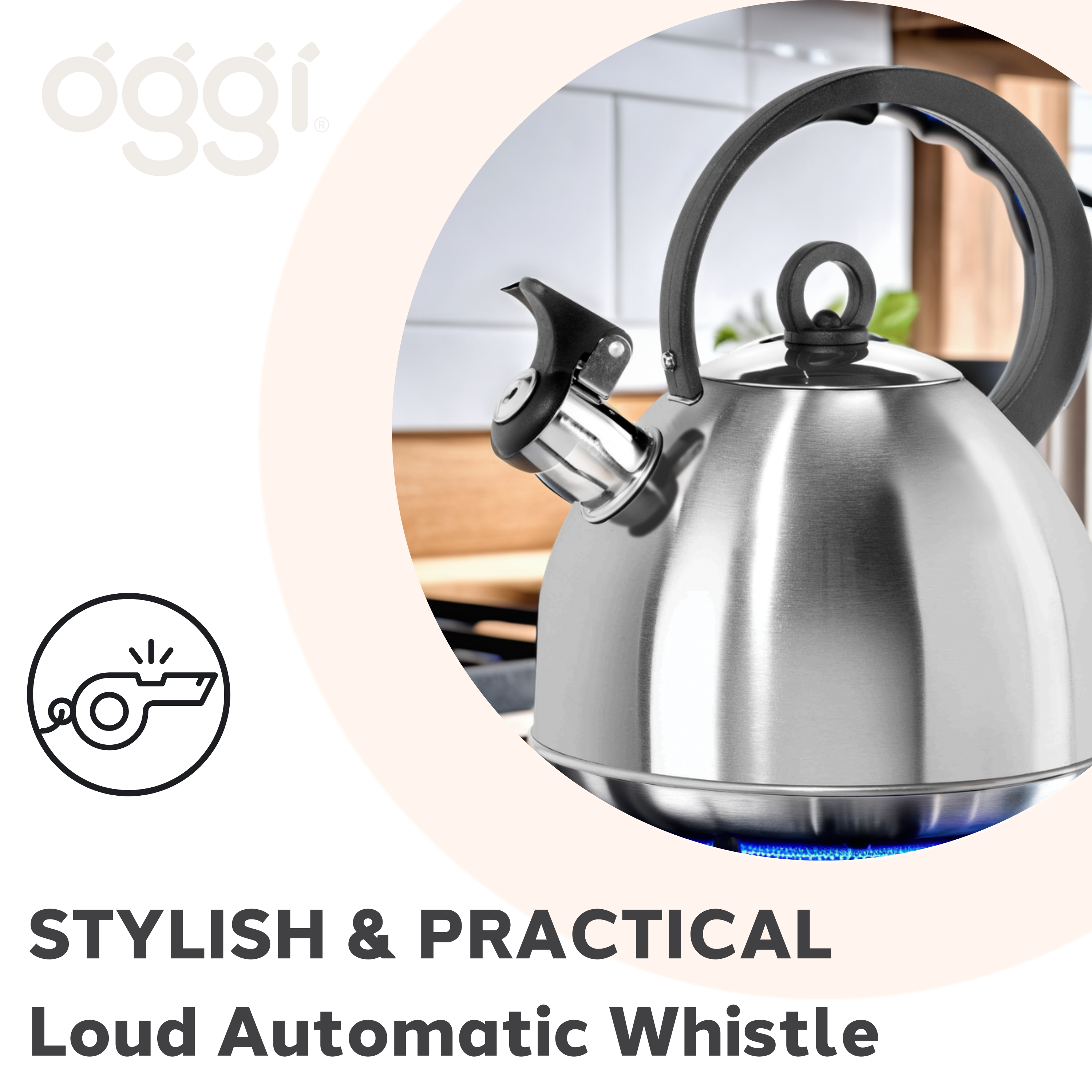 Oggi – wholesale Kettle – Stovetop Kettle - Whistling 64 oz / 1.9 lt Stainless3