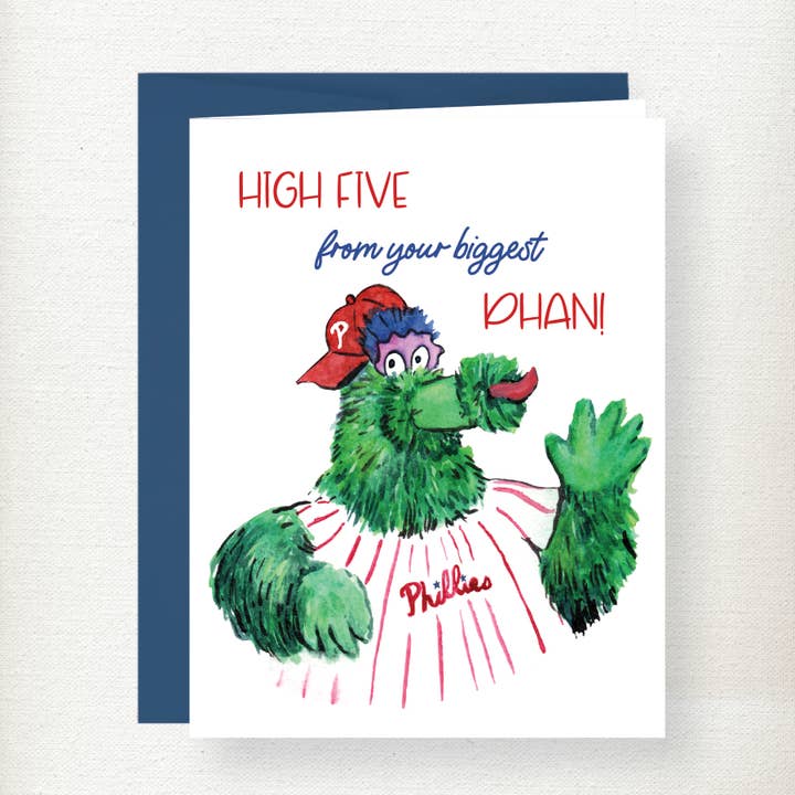 Philadelphia Phillies Phanatic High Five Greeting Card for wholesale by Kramer Drive