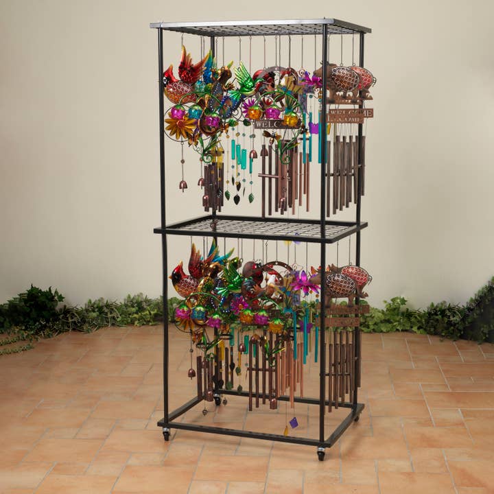The Gerson Companies - Wholesale Wind Chime - 72-Pc Wind Chime Assortment w/ Rack on Wheels
