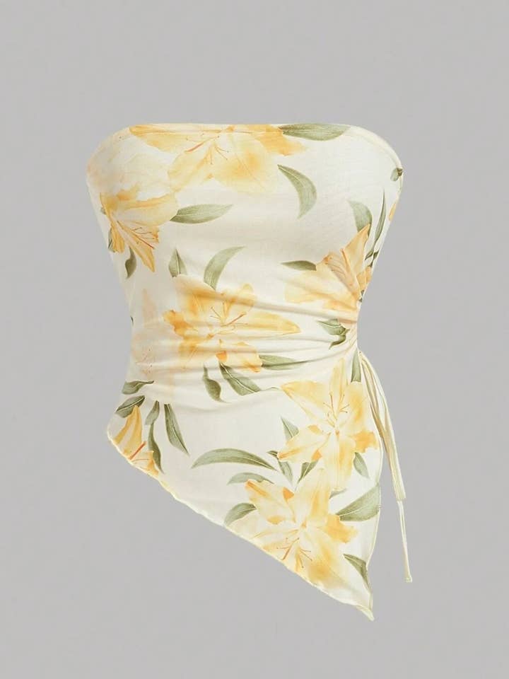 Drawstring Printed Tube Top for wholesale by Salty Bloom