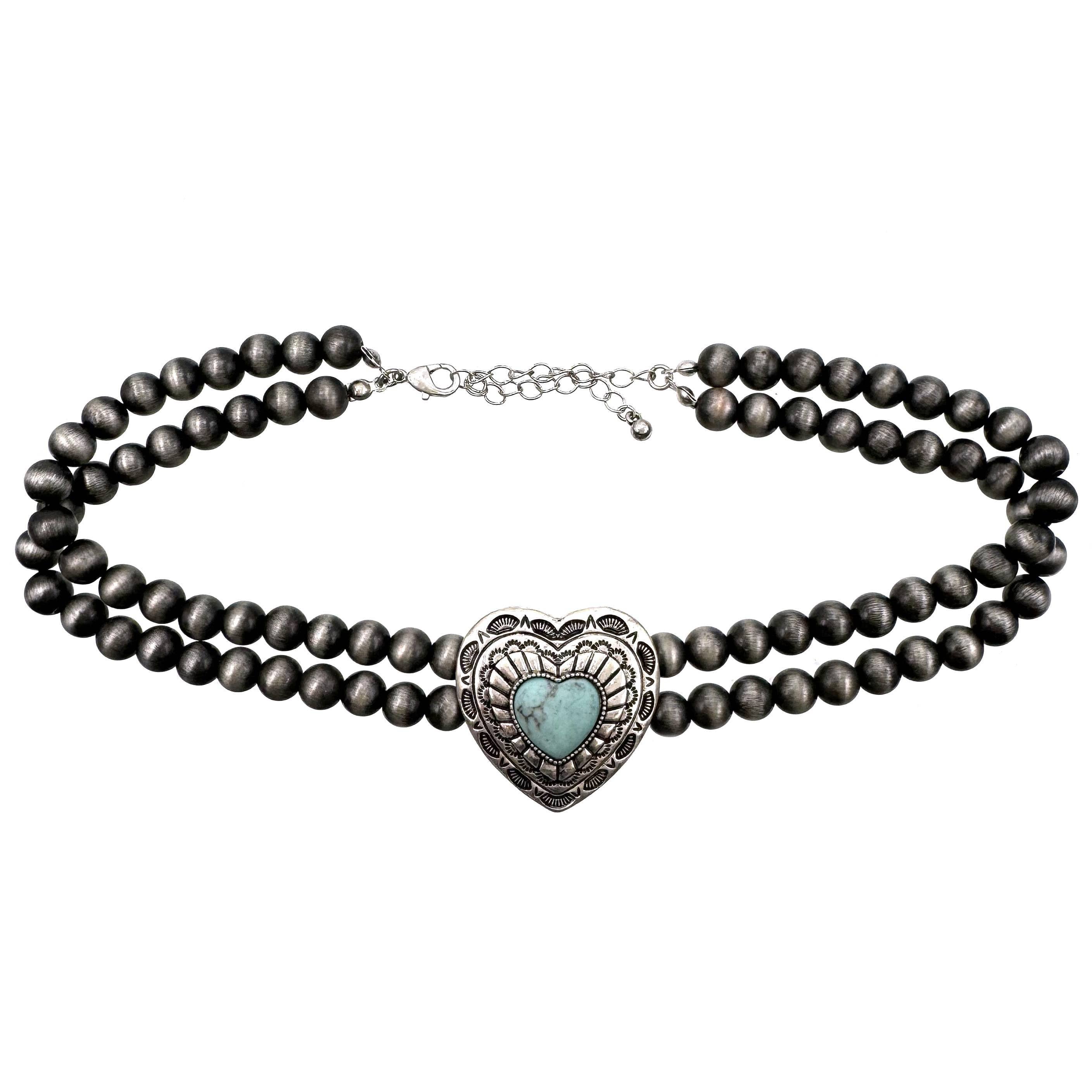 Lunar Deer - Wholesale Choker/Collar - Bohemian Western Heart Turquoise Choker Necklace0