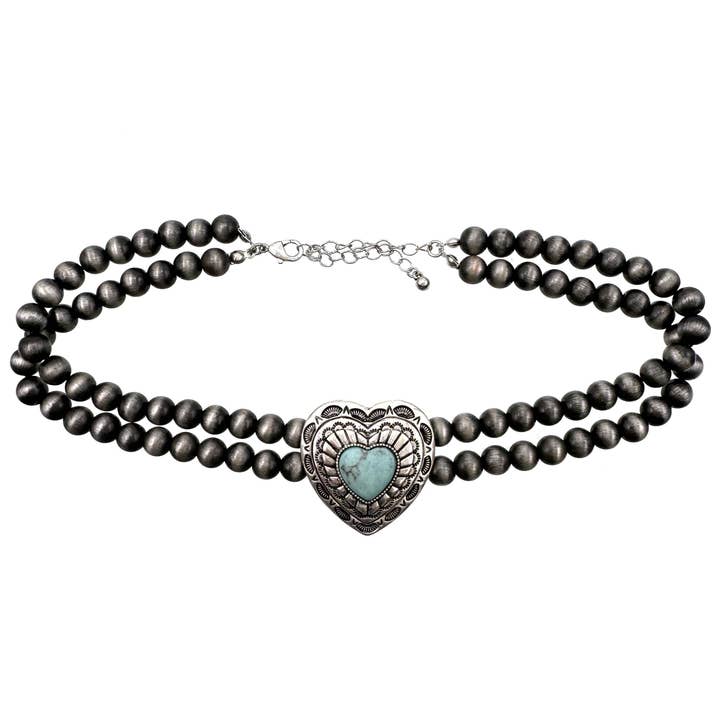 Lunar Deer - Wholesale Choker/Collar - Bohemian Western Heart Turquoise Choker Necklace