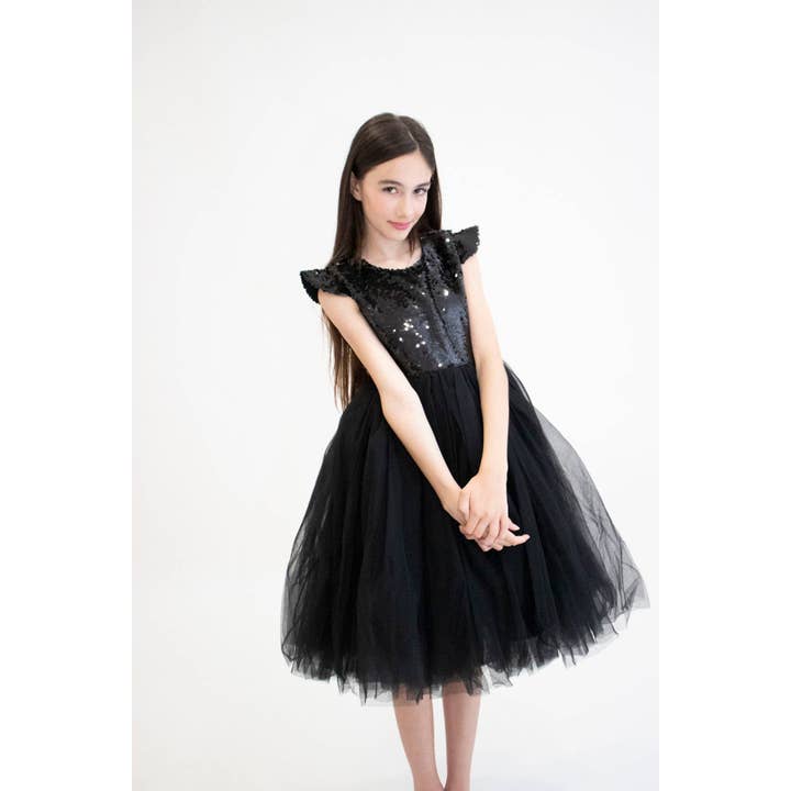 Ceremony Dress Fiona Black - Size 130cm (7/8 Years) for wholesale by Yuko-B UK