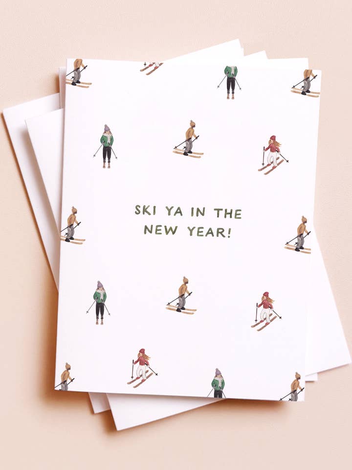 Ski Ya New Years — Cozy Winter Holiday Card for wholesale by Amy Zhang