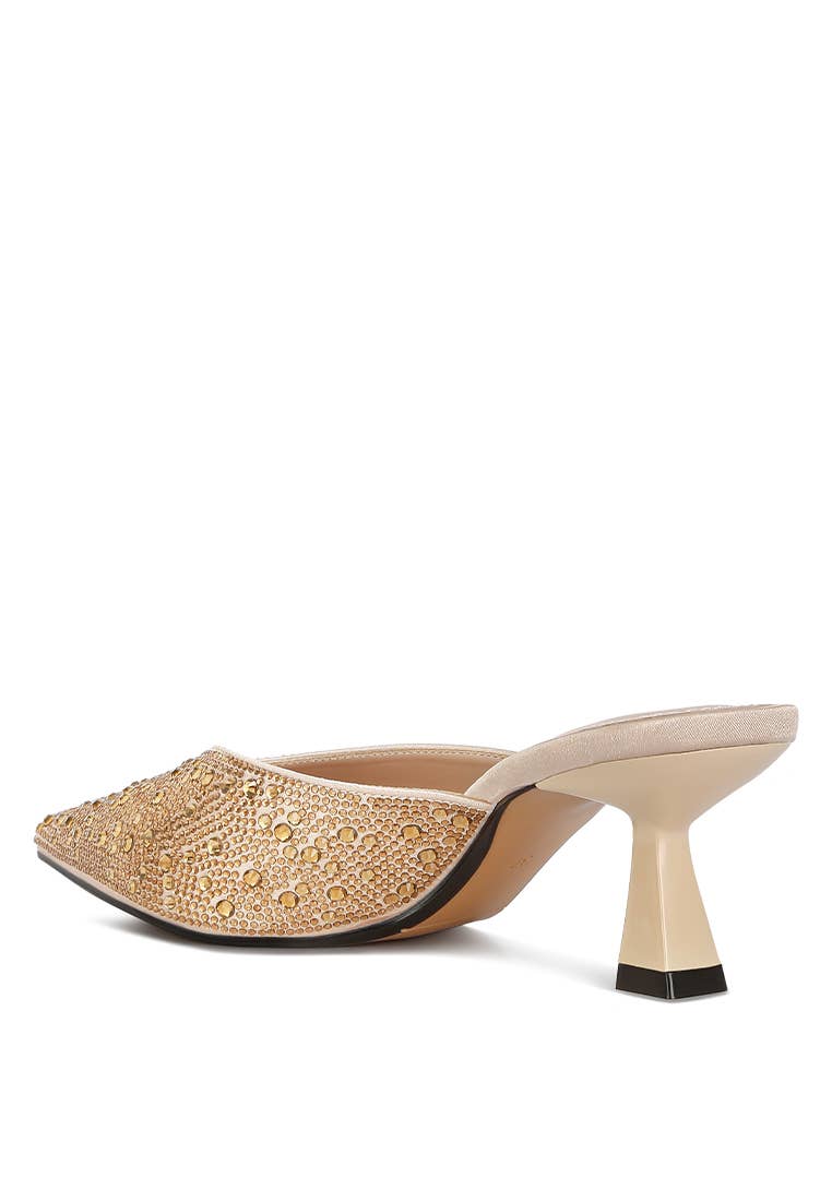 Rag Company - Vente Mules – femme - Mules en satin ornées de strass Aldora8