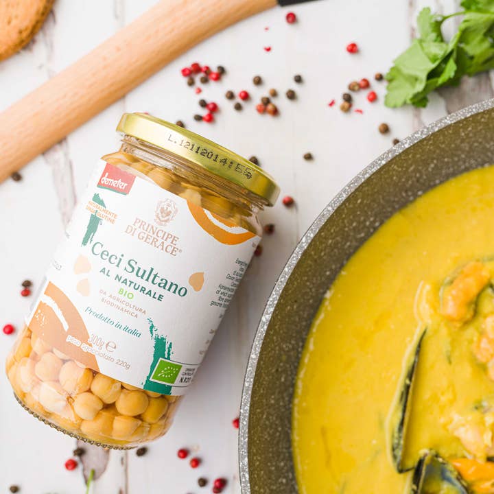 Mediterranea Foods - Wholesale Beans - Gluten-Free Boiled Biodynamic Sultano Chickpeas 300G3