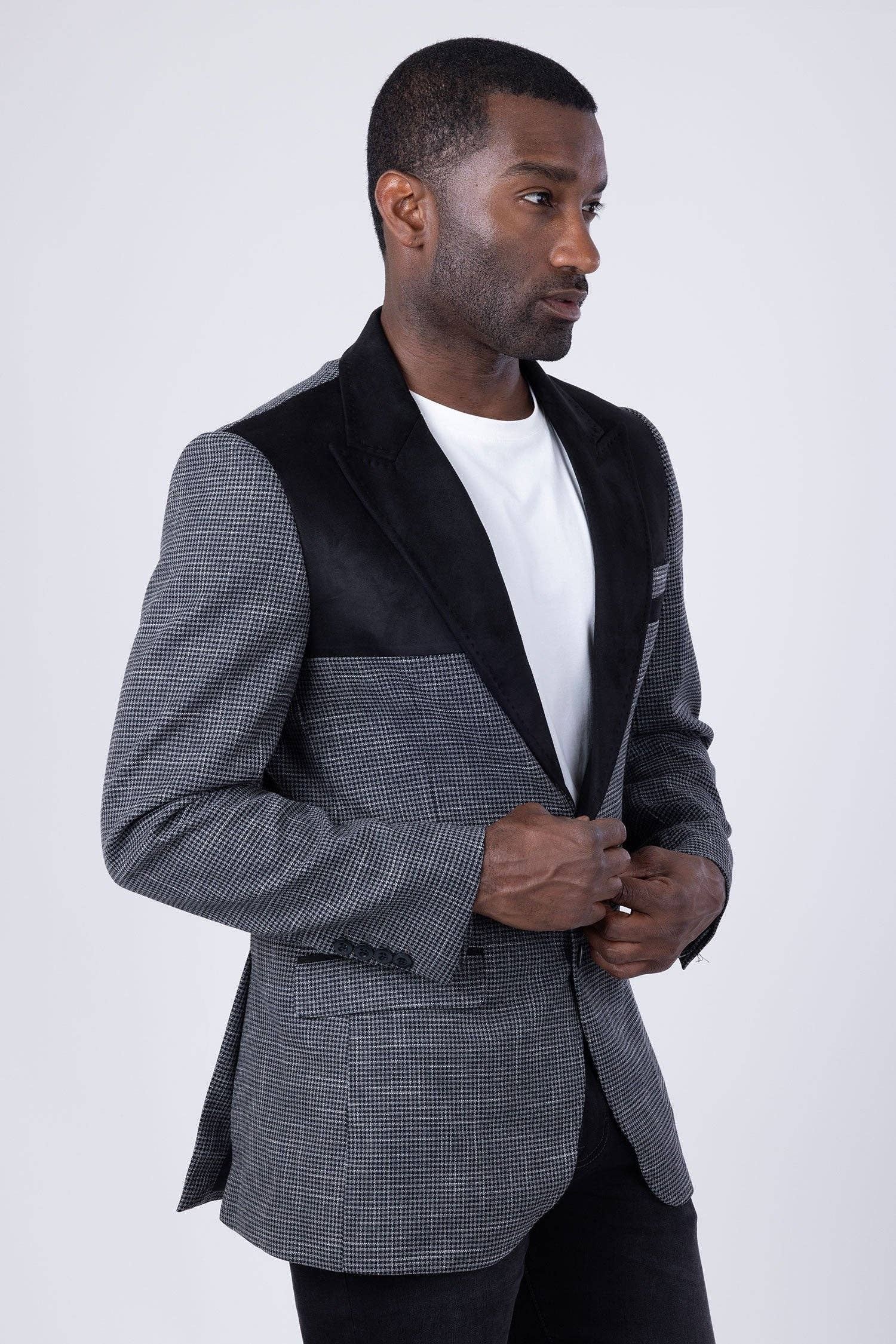 BARABAS - Wholesale Blazer - Heren -  Geruite Velvet Peak Lapel Blazer voor heren 4BL440